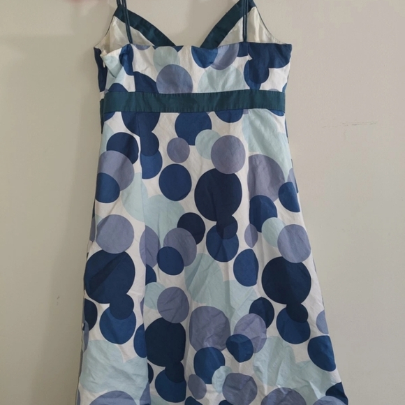 Ann Taylor Small or 4 Dress Blue Large polkadot Pattern Sleveless Empire Waist - Picture 5 of 6